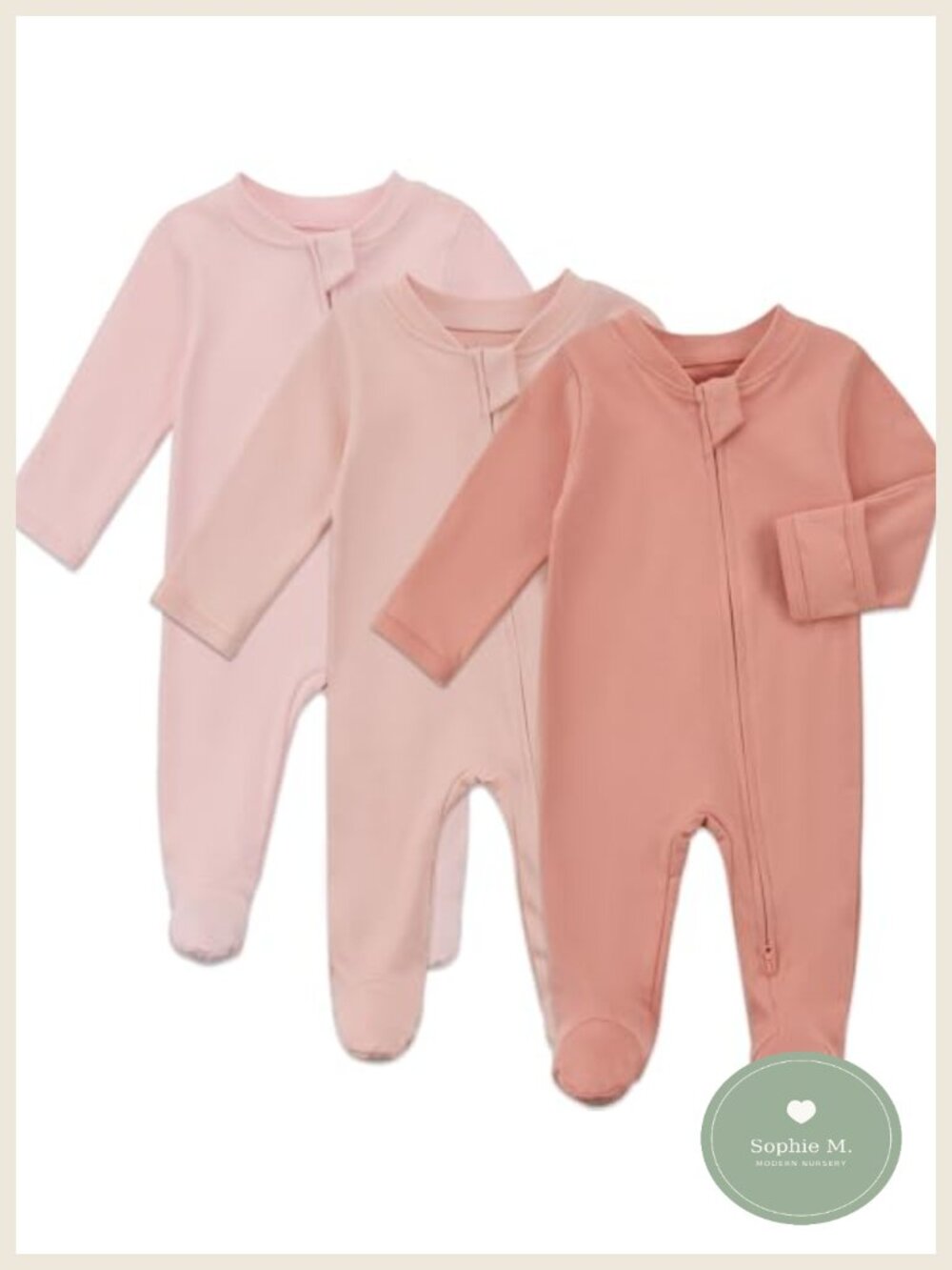 Organic Cotton Baby Footie Pajamas with Mitten Cuffs - 2-Way Zipper, Preemie